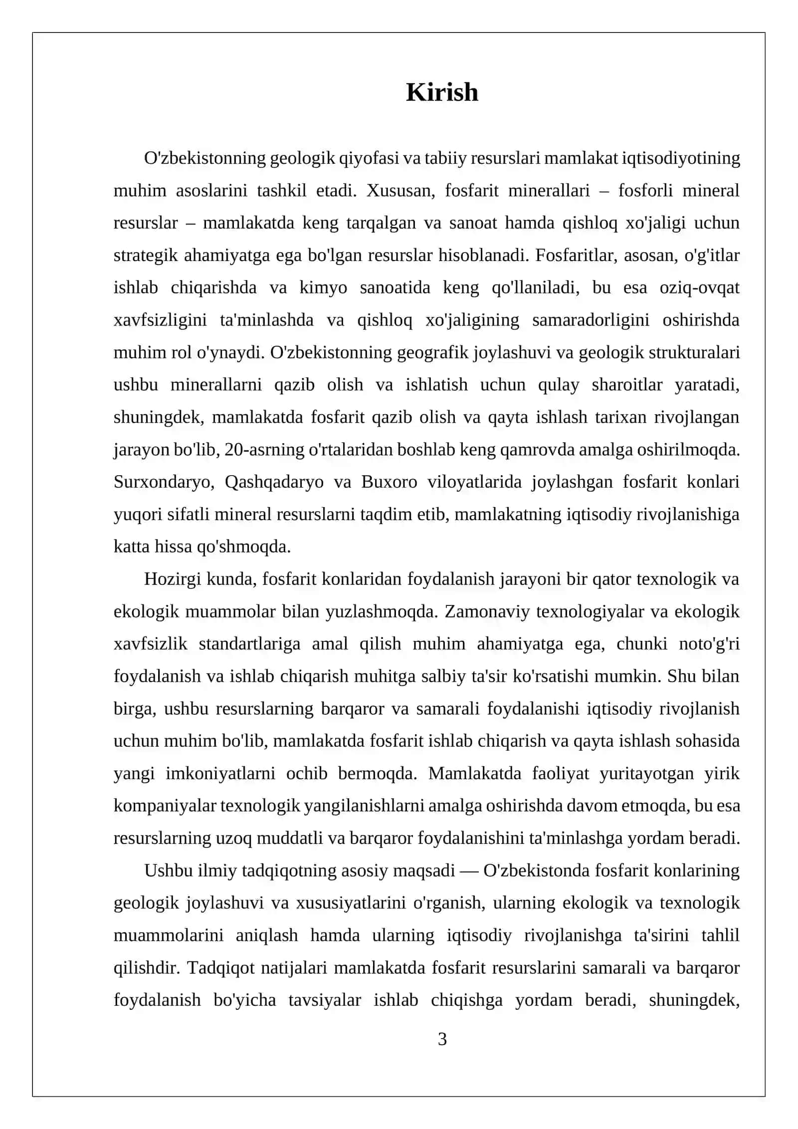 MUSTAQIL ISH O'ZBEKISTONDA FOSFARIT KONLARI VA ULARDAN FOYDALANISH 3