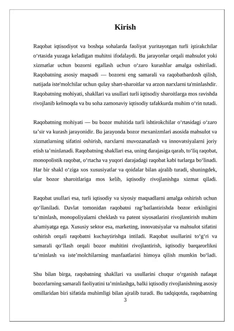 Raqobatning Mohiyati, Shakllari va Usullari 3