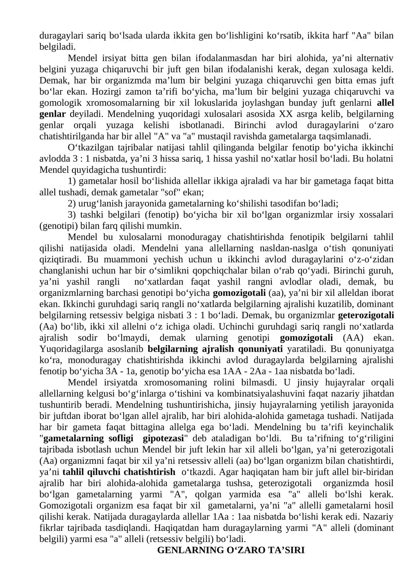 O'ZARO TA'SIRI. ALLELLIK 3