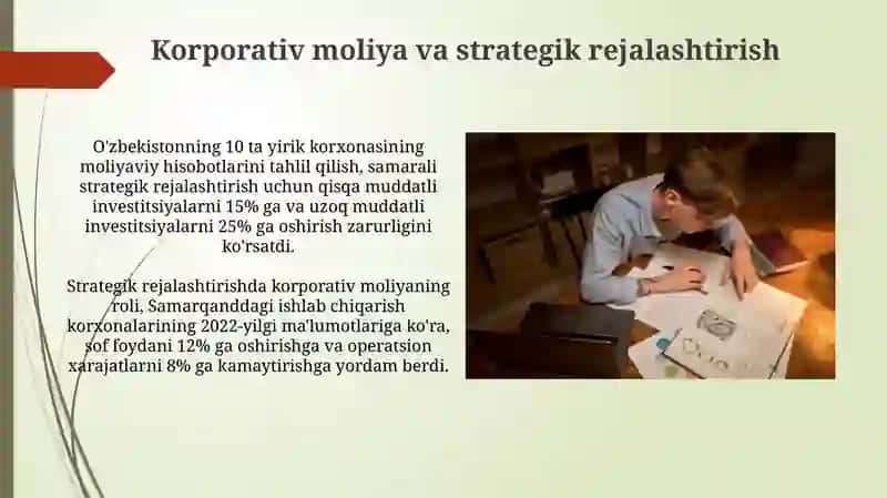 Korporativ moliya va strategik rejalashtirish 3