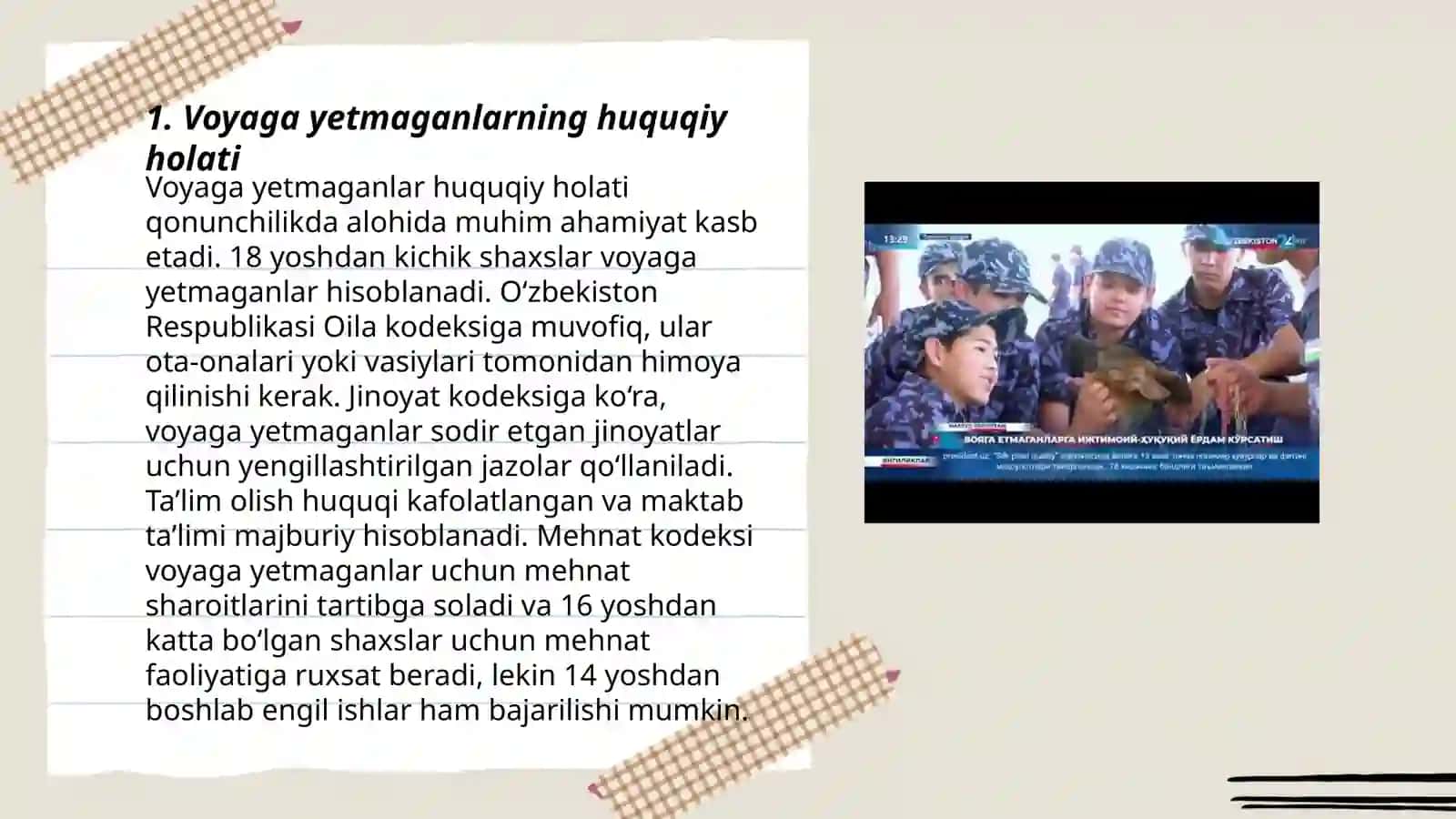 Voyaga yetmaganlarga nisbatan qo'laniladigan majburloy choralari turlari va ularmi qo'llash shartlari 3