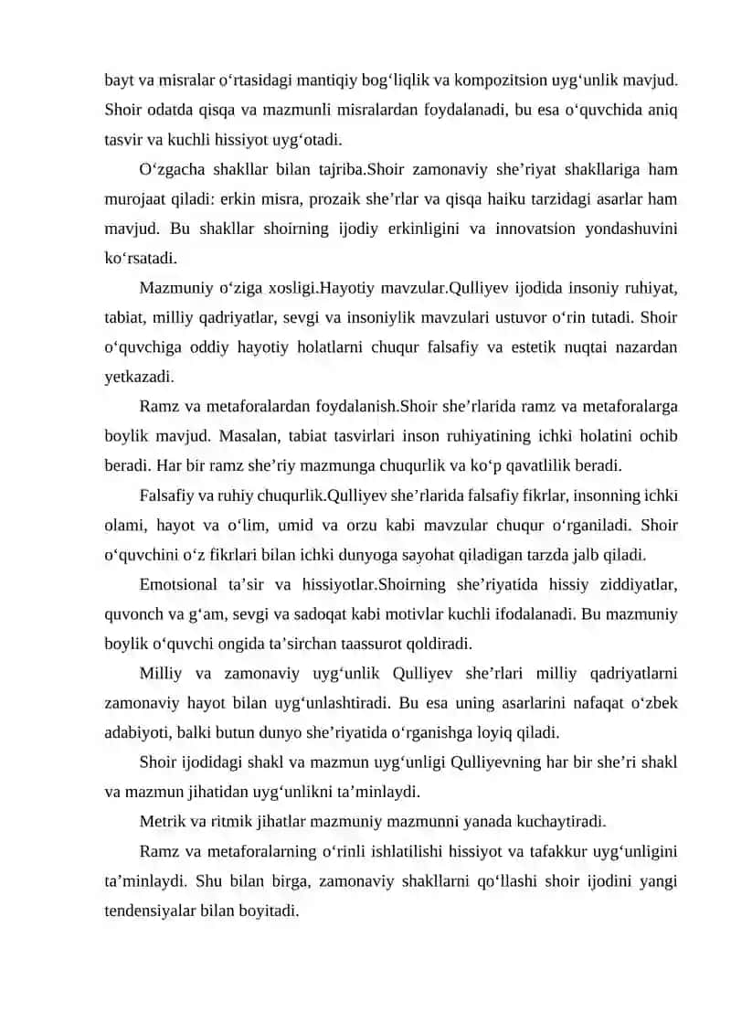 QAYSIN QULLIYEV SHEʼRLARINING SHAKLIY VA MAZMUNIY OʻZIGA XOSLIGI. 3