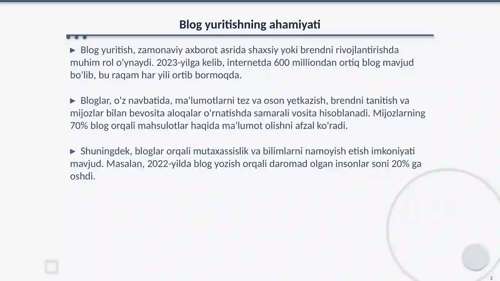 Blog yuritish va kontent reja tuzish 3