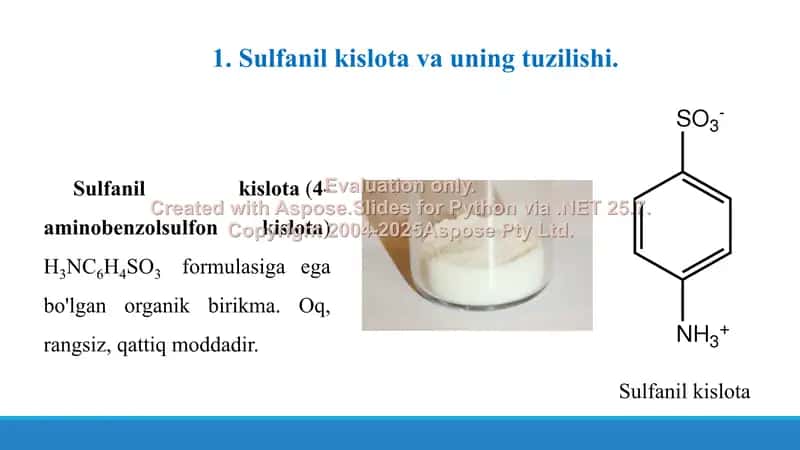 15. Sulfanil kislota va sulfanilamid preparatlari. Taqdimot, 16 bet 3