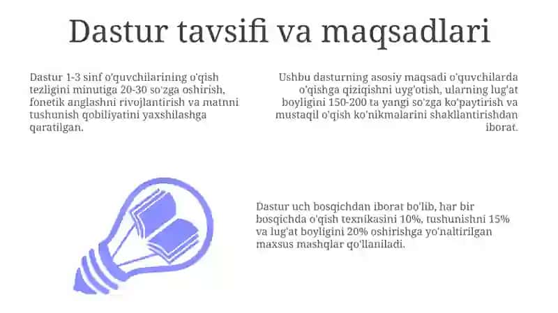 Boshlang'ich sinfda o'qish savodxonligi dasturini tahlil qilish 3