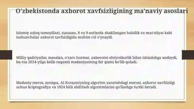 O'zbekistonda axborot xavsizligining ma'naviy va xuquqiy asoslari 3