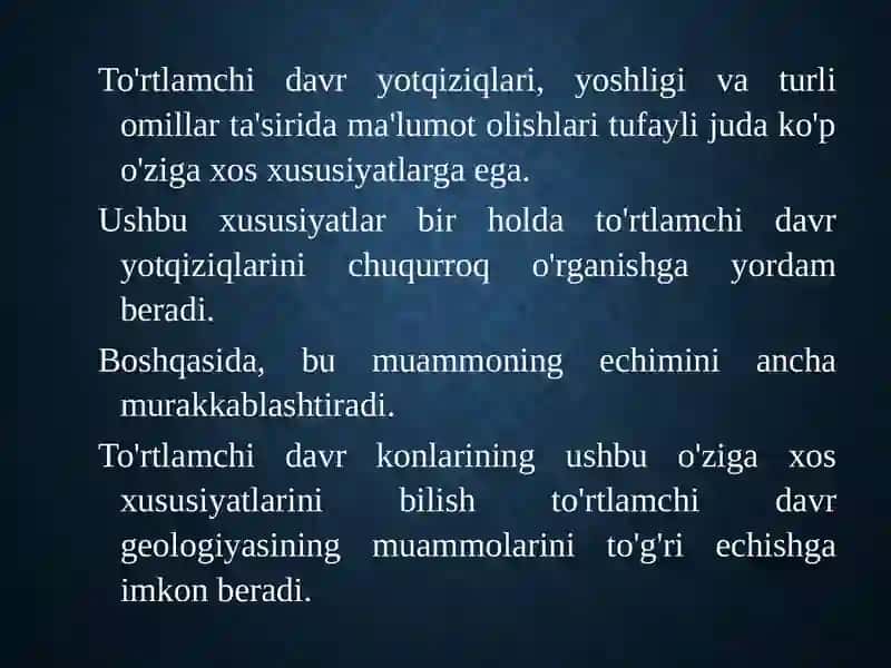 To'rtlamchidavr Geologiyasi 3
