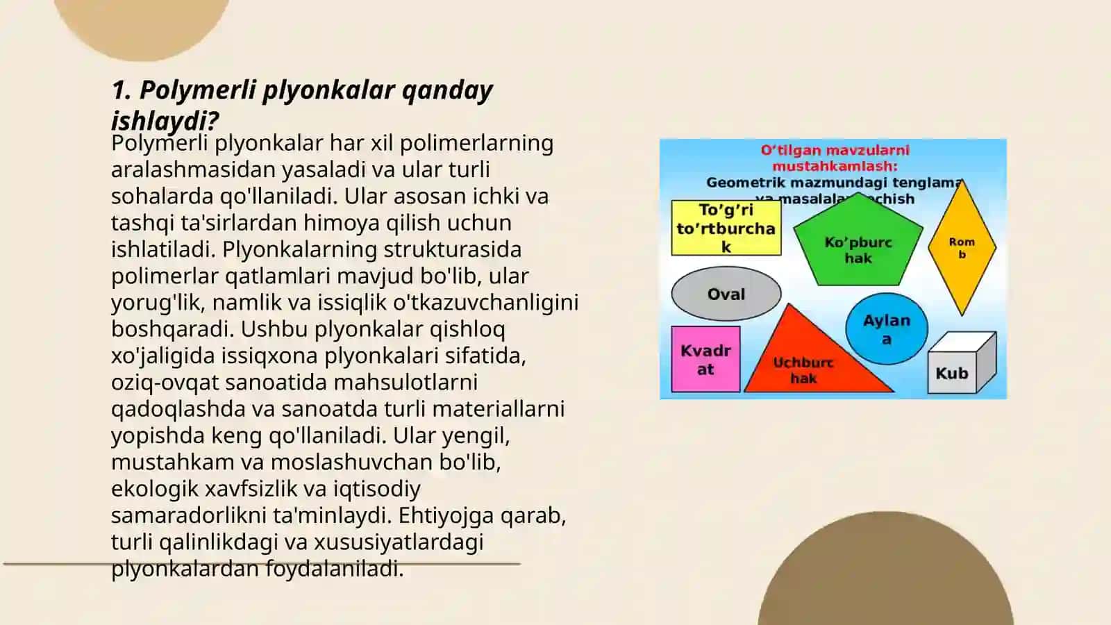 Polimerli plyonkalar va ularning turlari. Smola shimdirilgan qog‘oz asosli pardozlash materiallarini o‘rganish 3