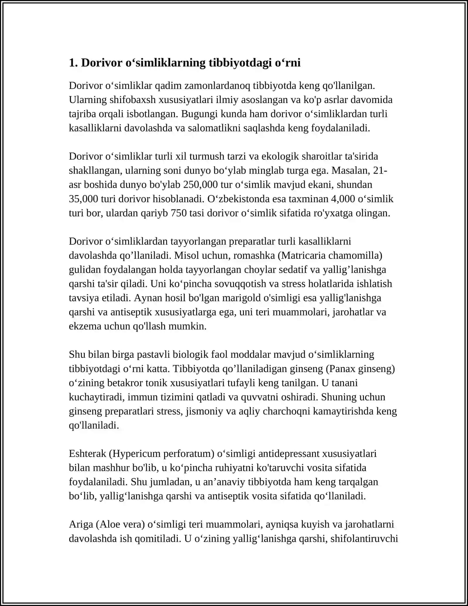 DORIVOR ÒSIMLIKLARNING INSON HAYOTIDAGI ROLI 3