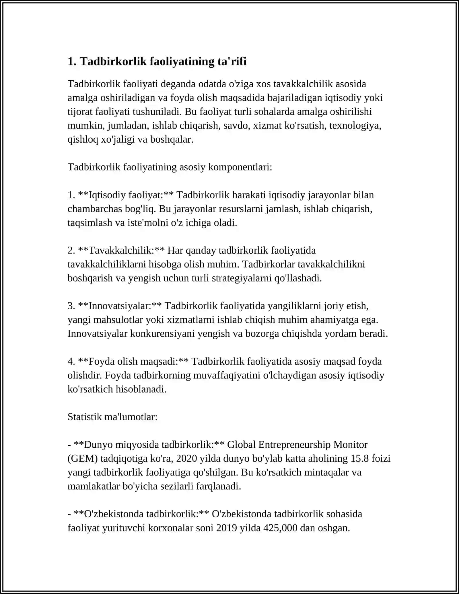 Tadbirkorlik Faoliyati 3