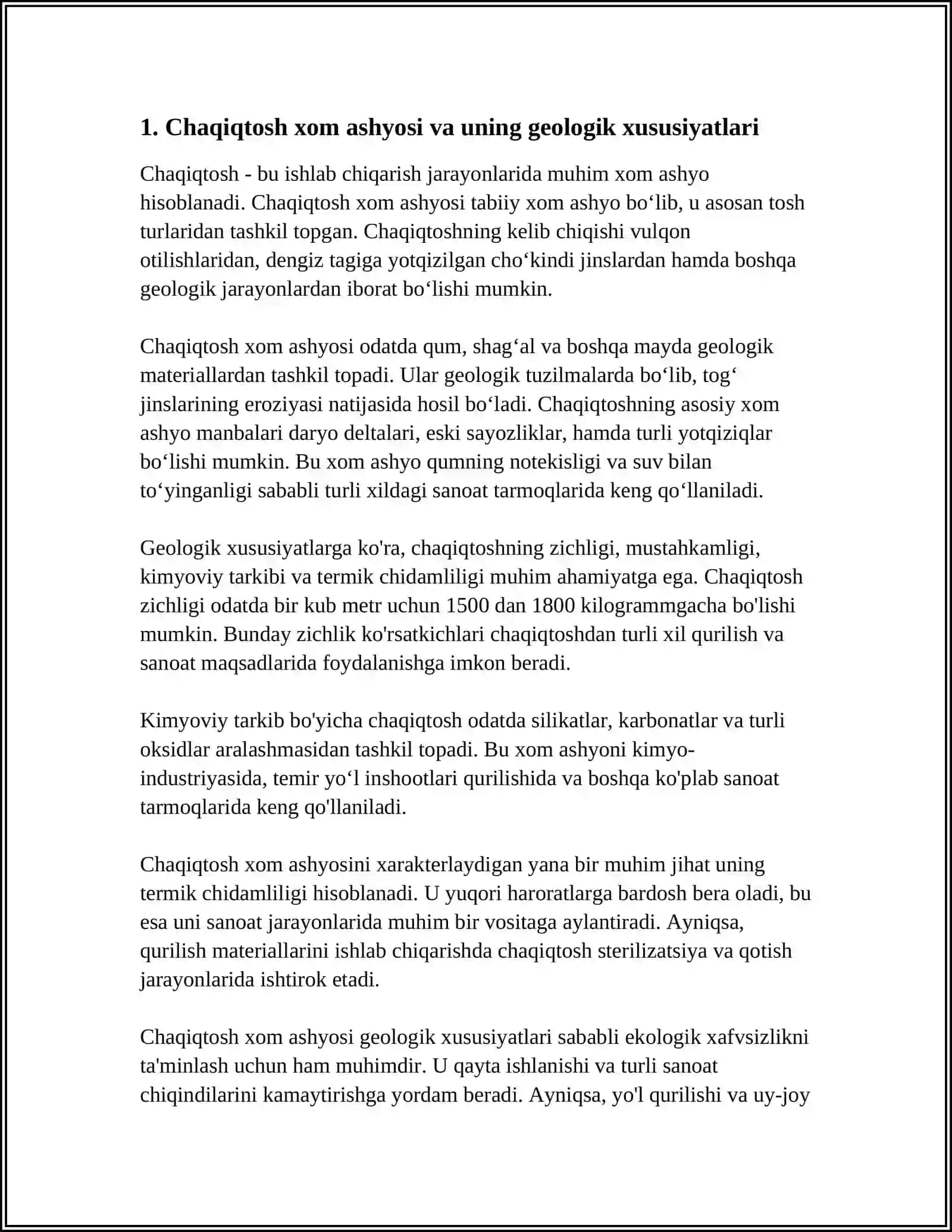 CHAQIQTOSH ISHLAB CHIQARISH TEXNALOGIYASI 3