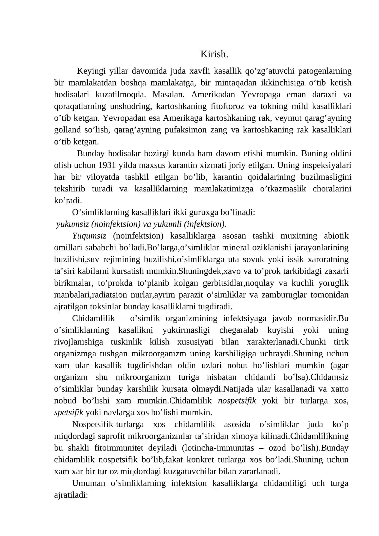 O’simliklar fiziologiyasi fanidan kurs ishi 3