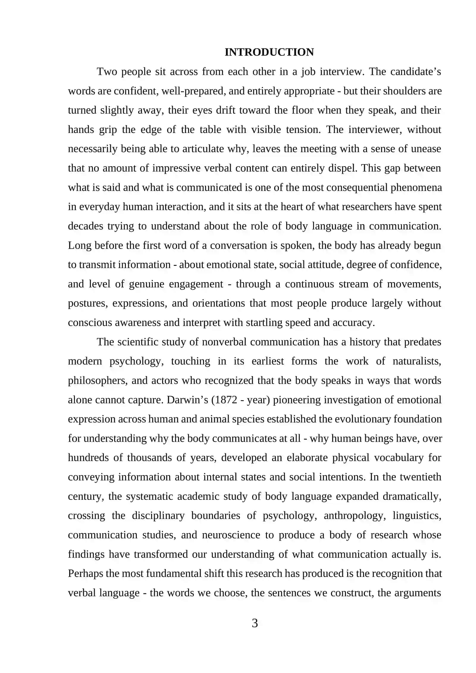 Course Paper on "The Impact of Body Language on Communication" 3
