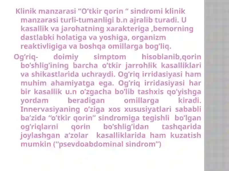 “O’TKIR QORINmuammosi” SINDROMI 3