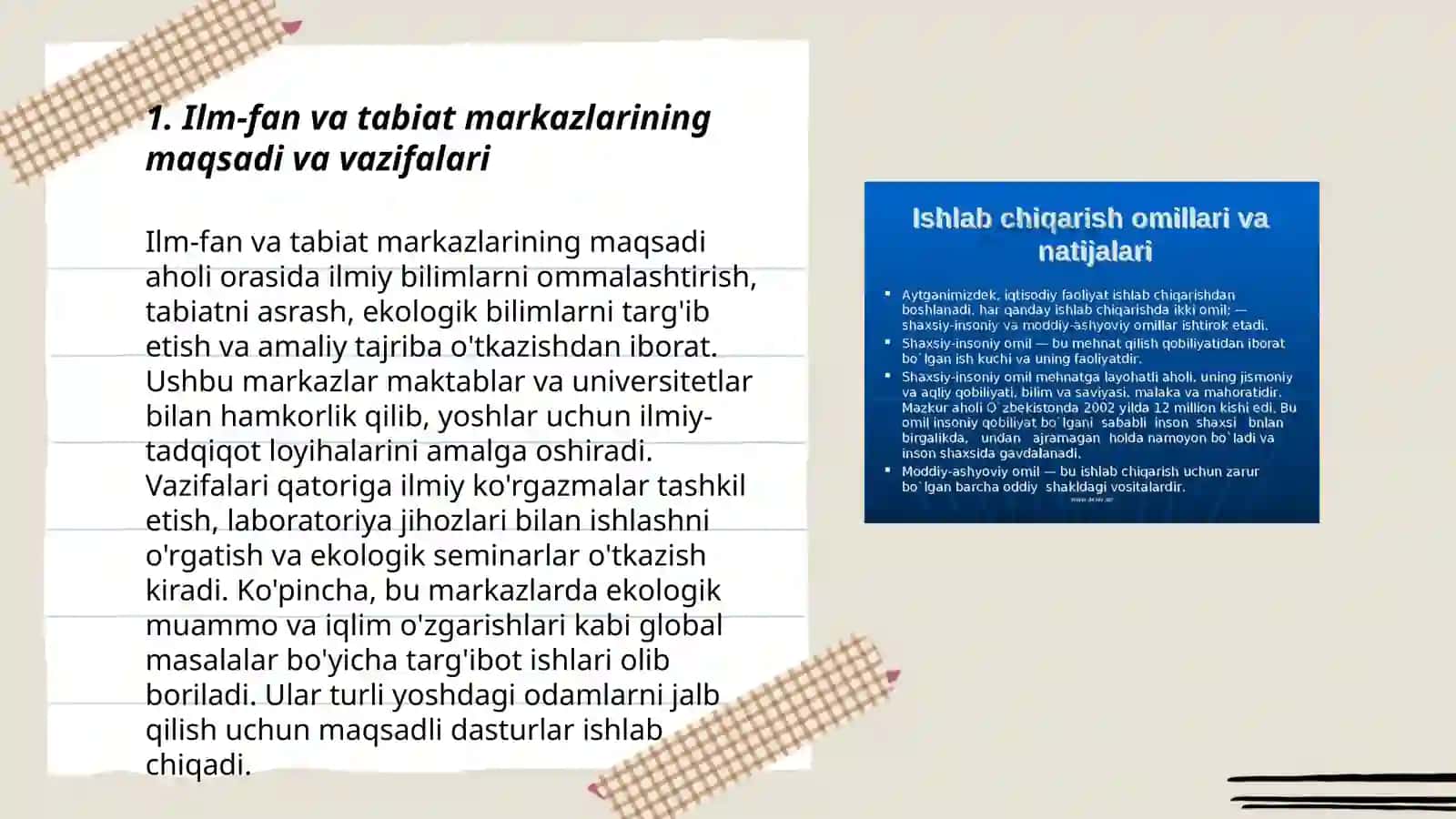 Ilm- fan va tabiat markazi va unda faoliyatni tashkil etish 3