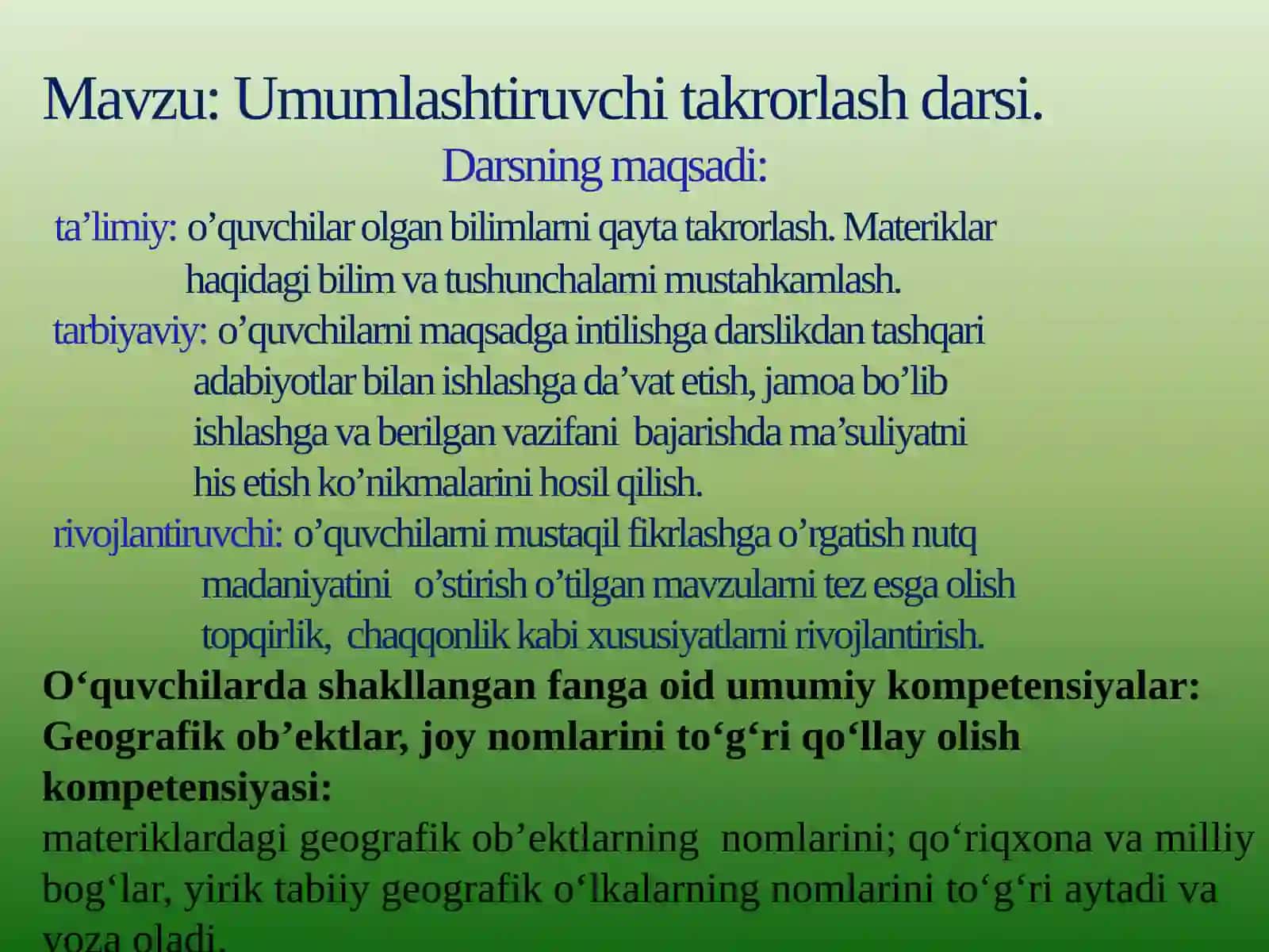 Umumlashtiruvchi dars ishlanmalari 3