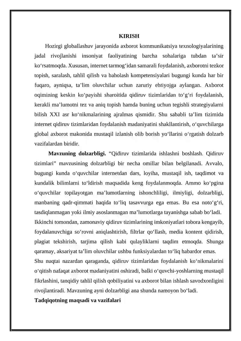 ,,Qidiruv tizimlarida ishlashni boshlash. Qidiruv tizimlari"  mavzusini o'qitish metodikasi 3