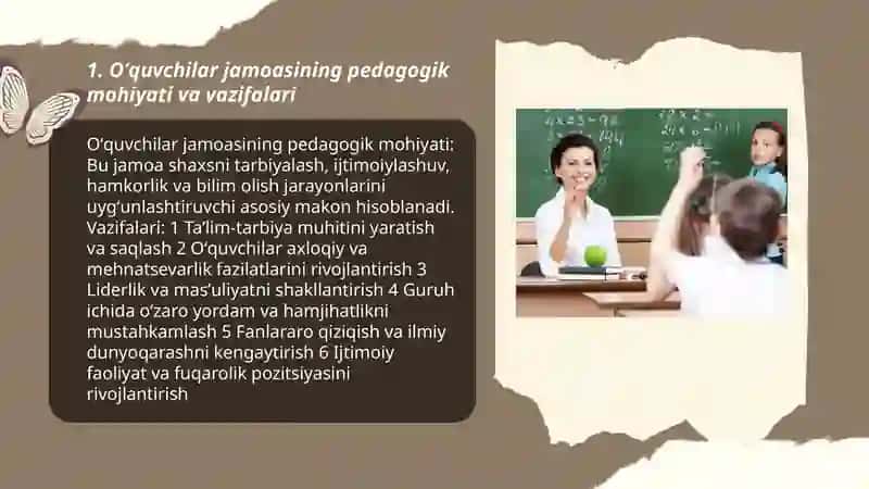 Oʻquvchilar jamoasi yaxlit pedagogik jarayonning asosiy shakli 3