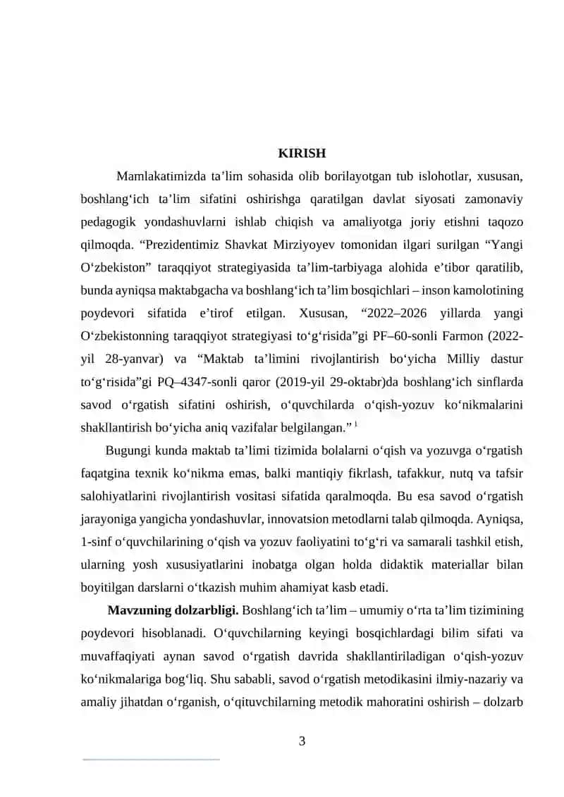 “ONA TILI O‘QITISH METODIKASI” fanidan

KURS ISHI 3