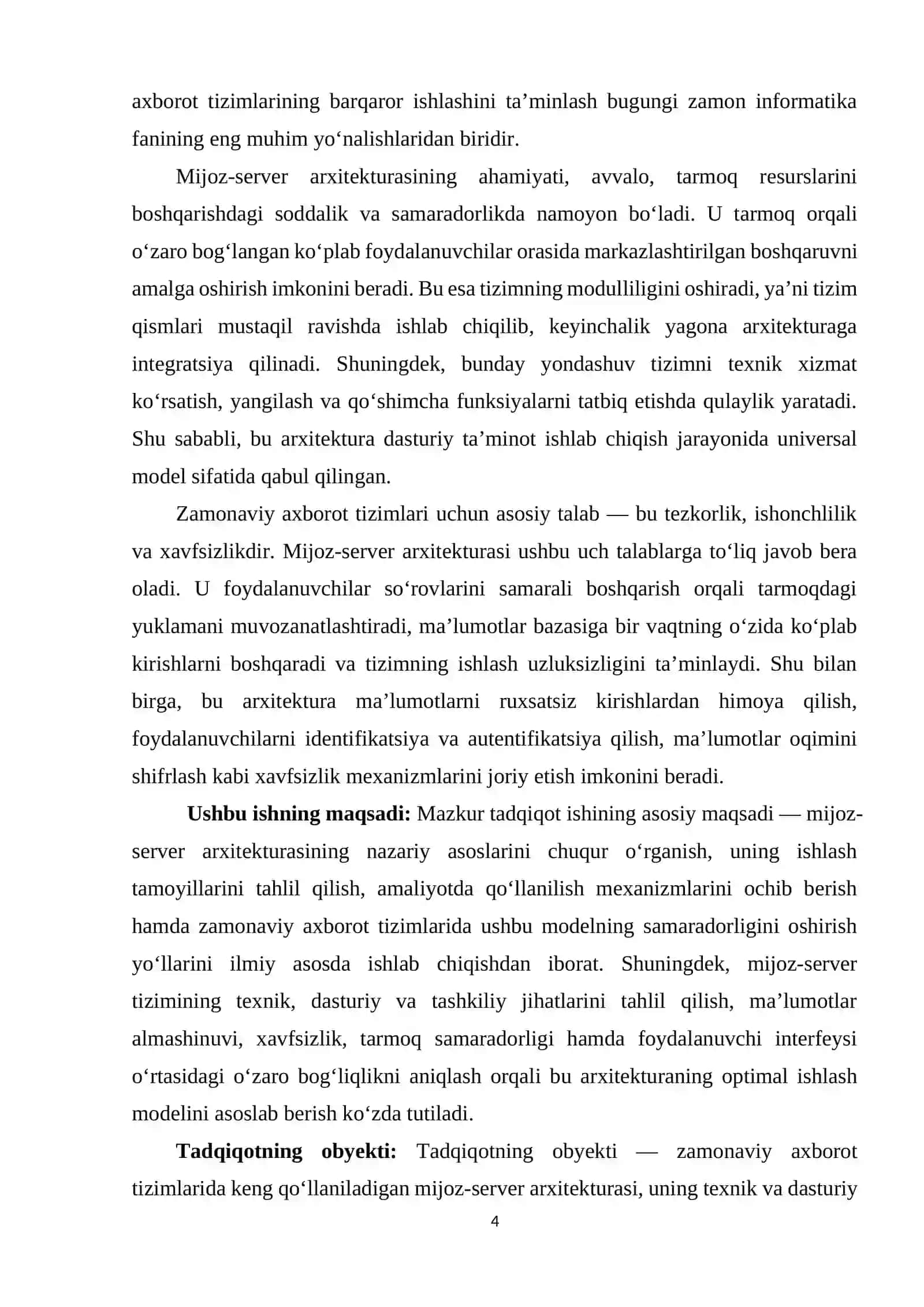 Mijoz-server arxitekturasi va uni amaliyotda qo'llash strukturasini tahlil qilish 3