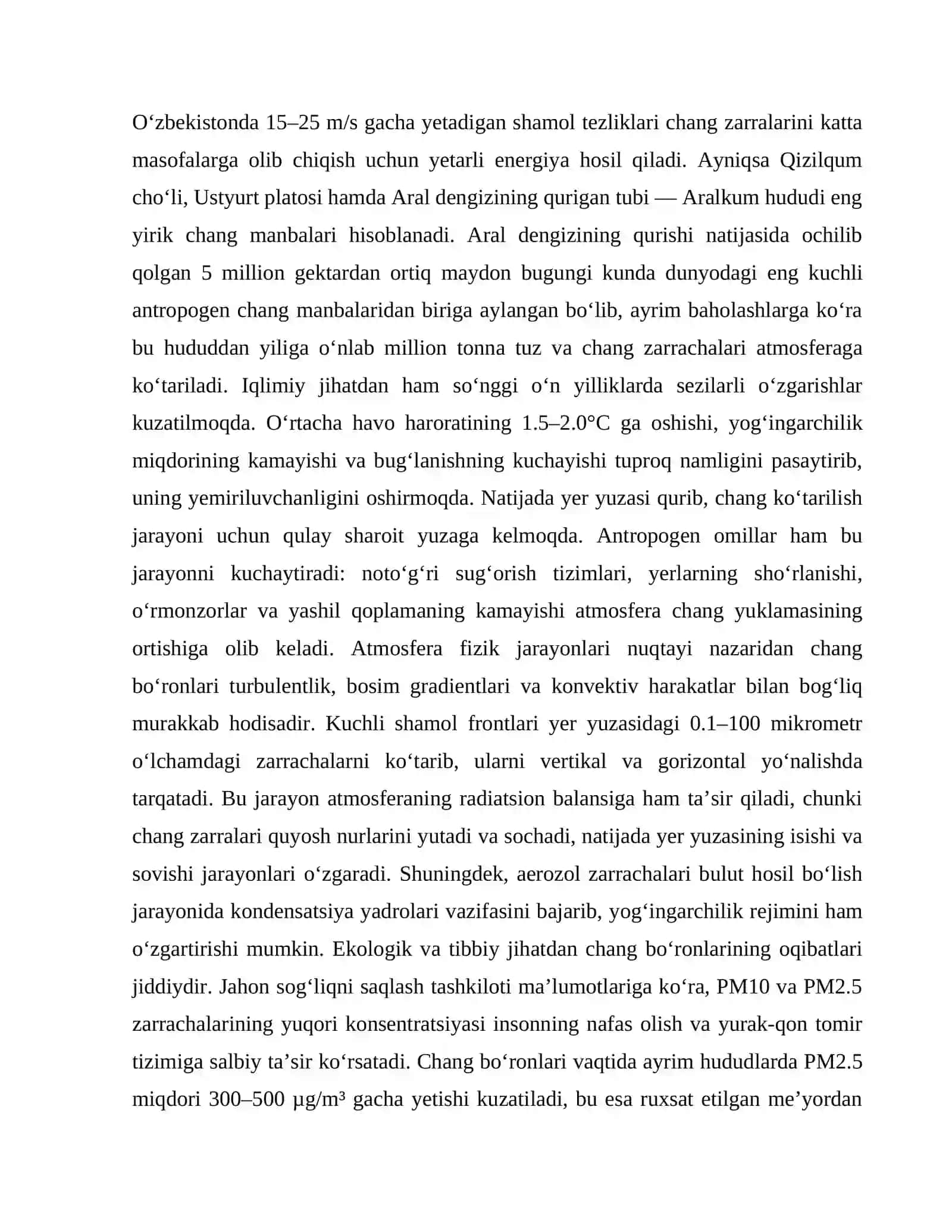 ATMOSFERA FIZIKASI: OʻZBEKISTON HUDUDIDA ATMOSFERA BUZILISHI VA CHANG BOʻRONLARI OLDINI OLISH 3