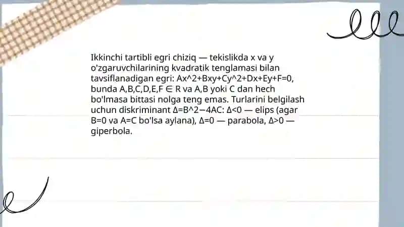 Ikkinchi tartibli egri chiziqlar.Aylana tenglamalari 3
