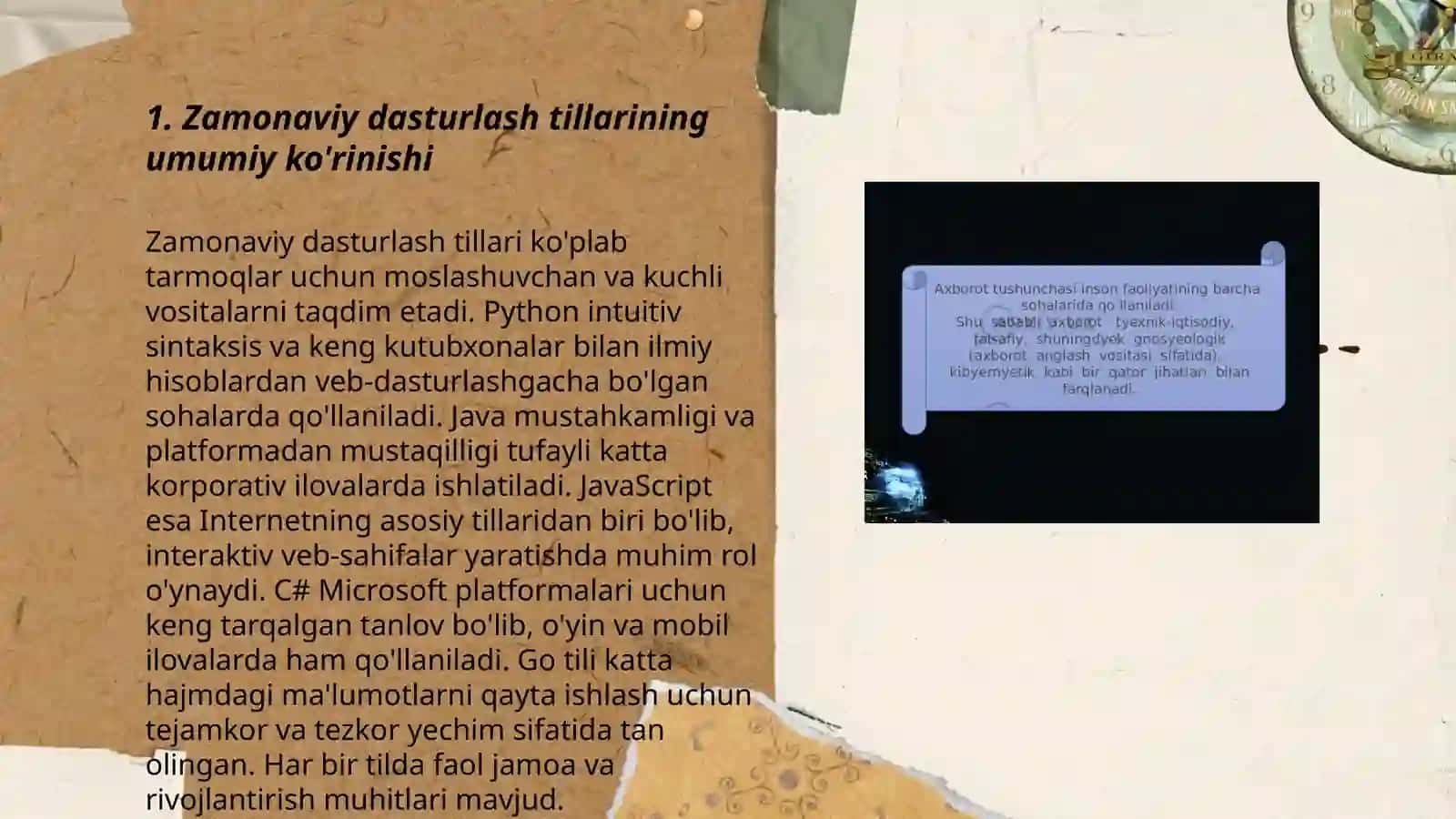 Zamonaviy dasturlash tillari. Dasturlash muhidlari 3
