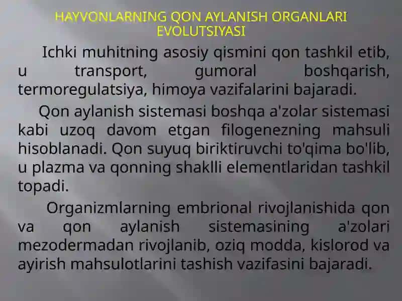 HAYVONLARNING QON AYLANISH ORGANLARIEVOLUTSIYASI 3