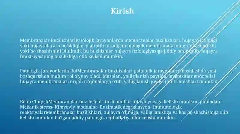 Membranalar Buzilishlarini Potologik Jarayonning Kelib Chiqishidagi O’Rni 3