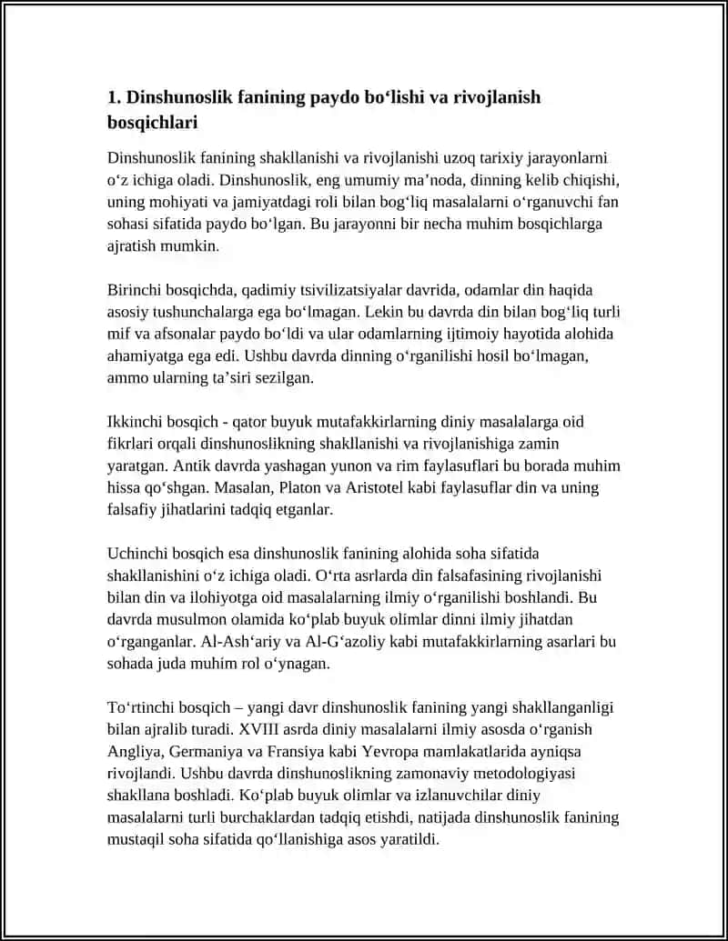 DINSHUNOSLIKNING FAN SIFATIDA SHAKLLANISHI, PREDMETI, FUNKSIYALARI, KATEGORIYALARI 3