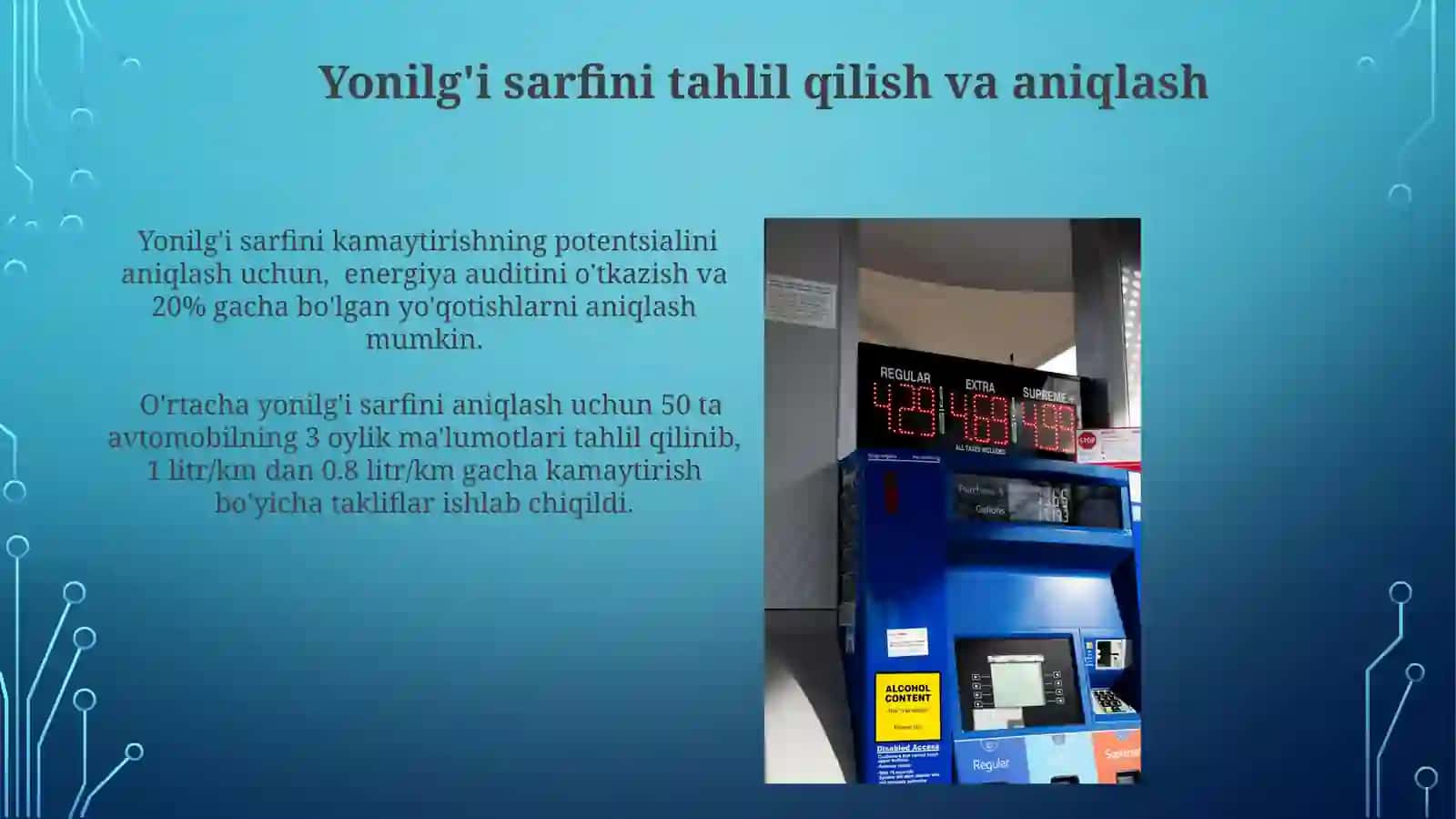 Yonilgʻi samaradorligini oshirish va tannarxni kamaytirish 3