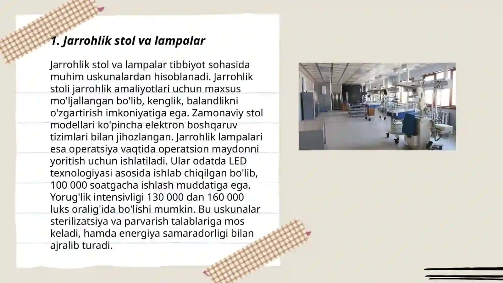 Jarrohlik stol va lampalar 3