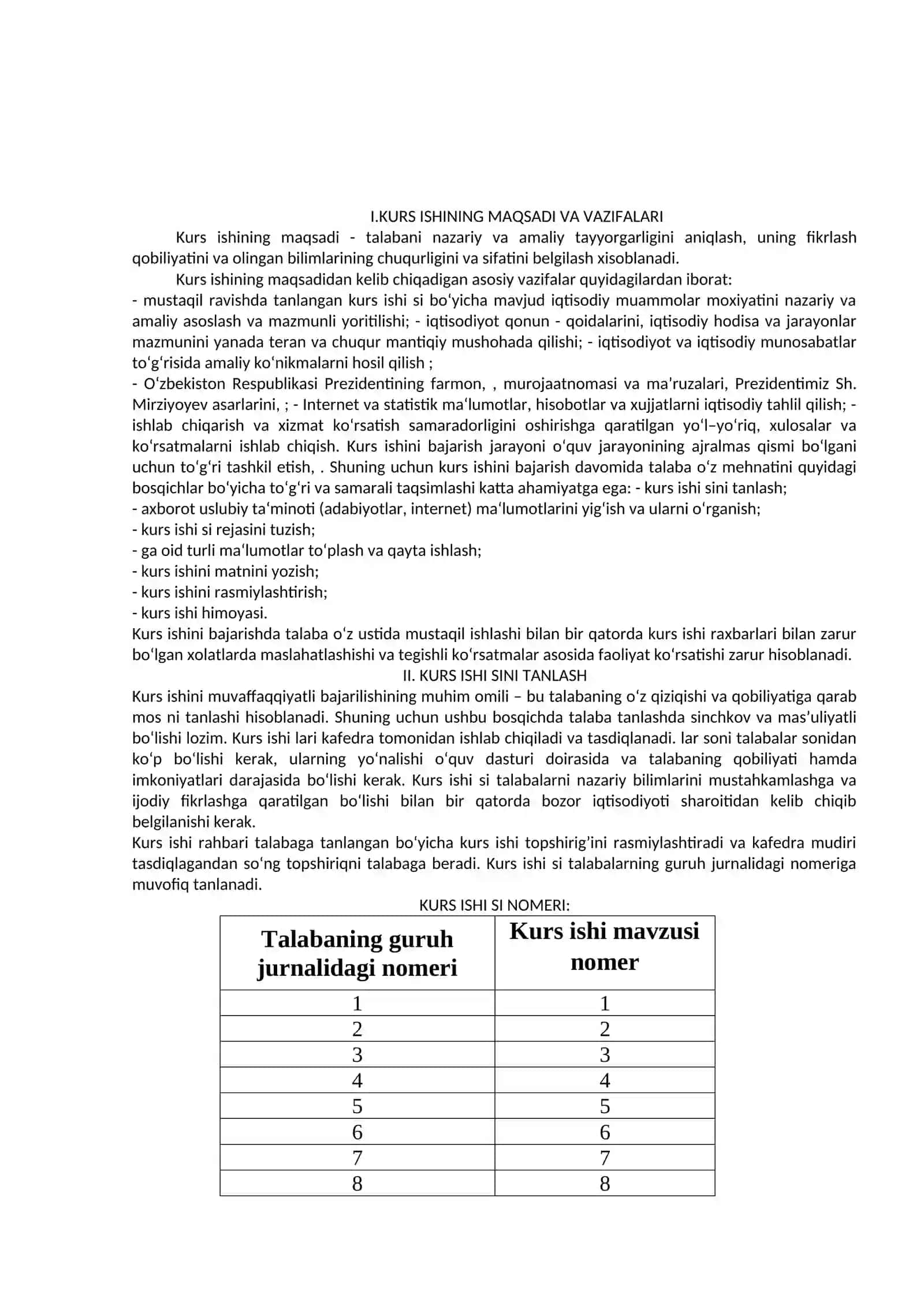 MAKROIQTISODIYOT FANIDAN KURS ISHLARI LARI VA UNI BAJARISH BOʻYICHA USLUBIY QOʻLLANMA 3