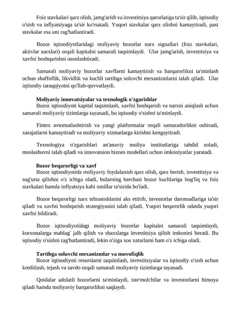 Bozor iqtisodiyoti sharoitida moliyadan foydalanishning oʻziga hos xususiyatlari 3