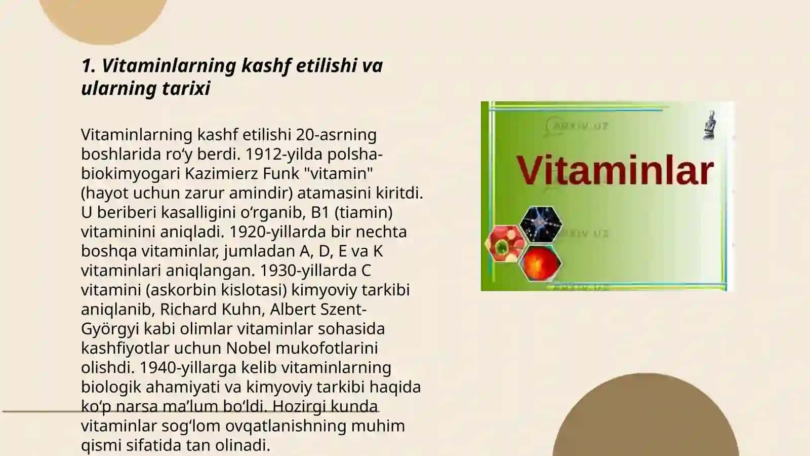 Vitaminlarning va dori- darmonlarning ochilish tarixi 3