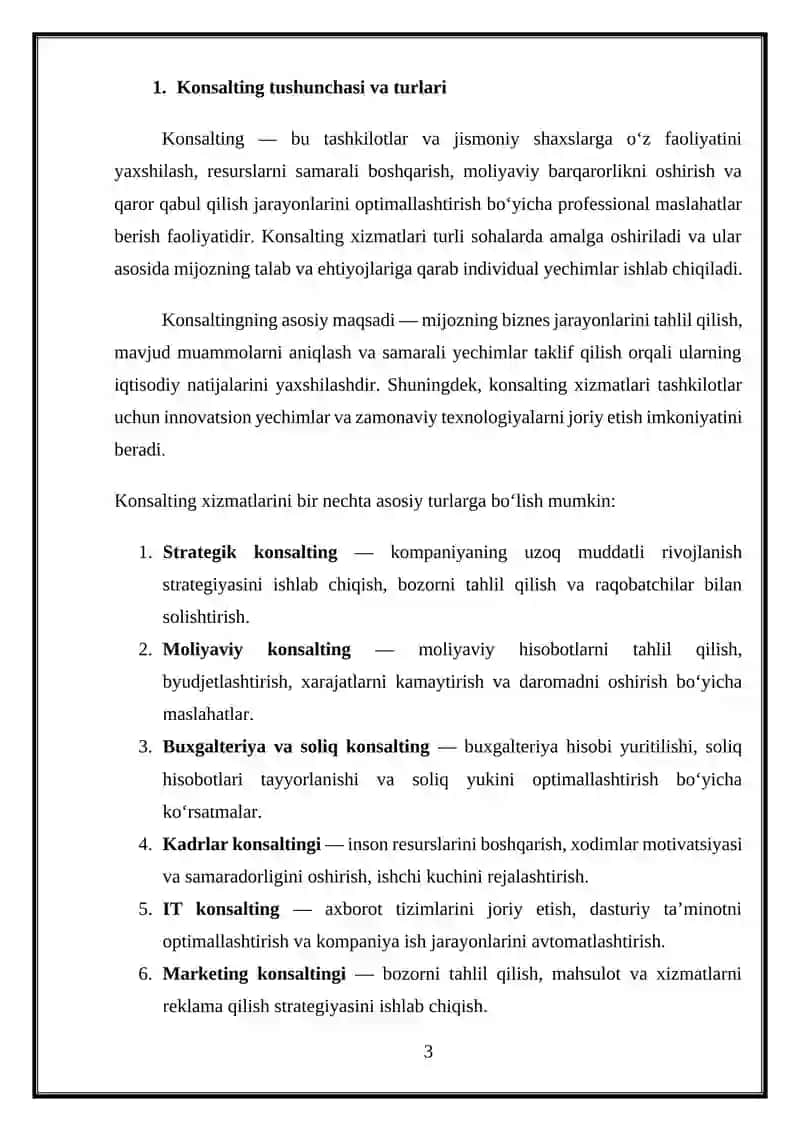 Konsating xizmatlarini ko'rsatuvchi sub'ektlarda buxgalteriya hisobi 3