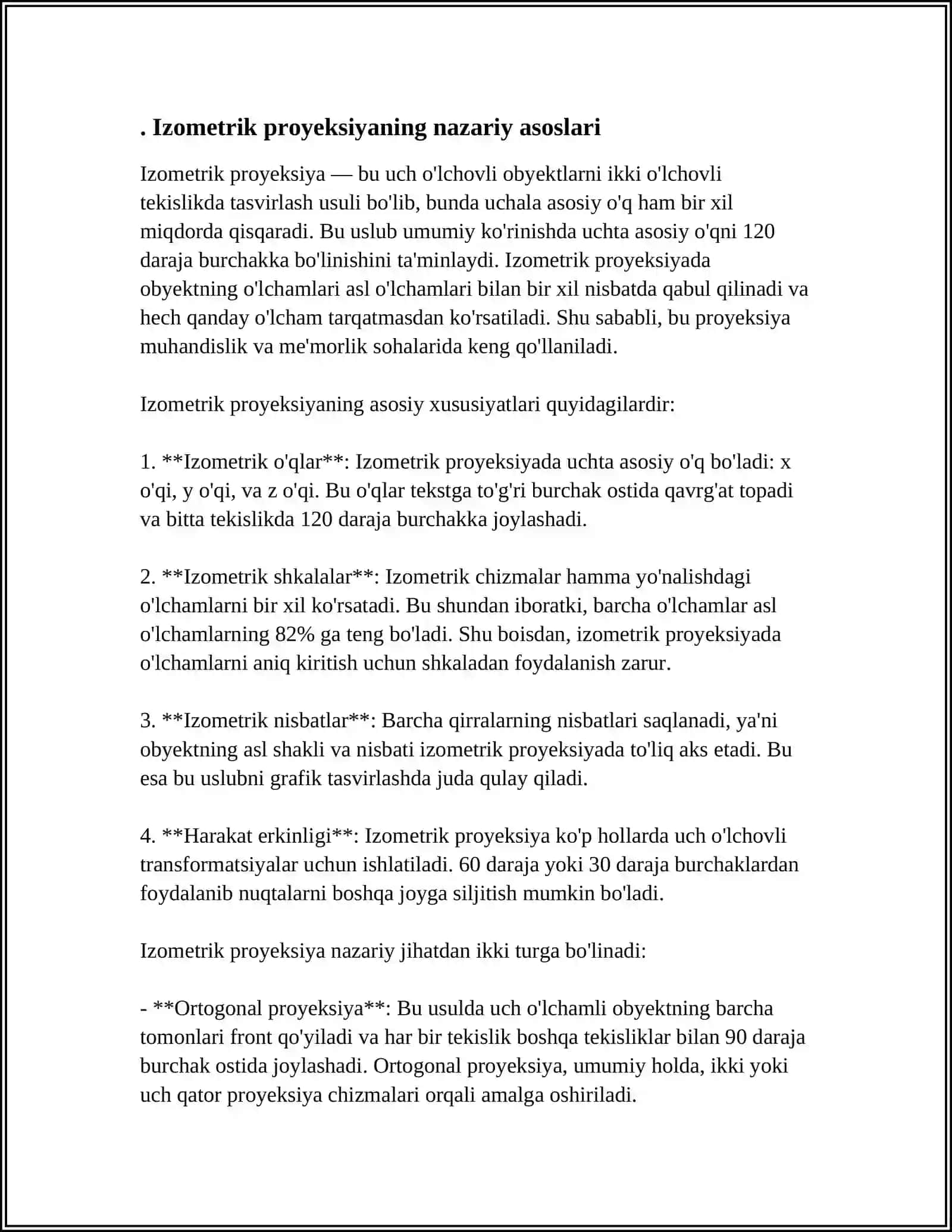 MUSTAQIL ISH Mavzu: AYLANANING IZOMETRIK PROYEKSIYASI 3