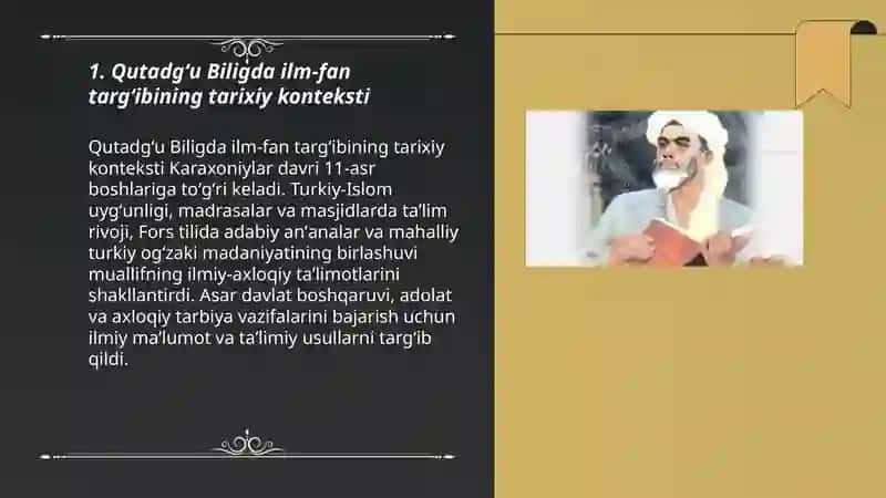 Qutadgʻu Biligda ilm-fan targʻibining tarixiy konteksti 3