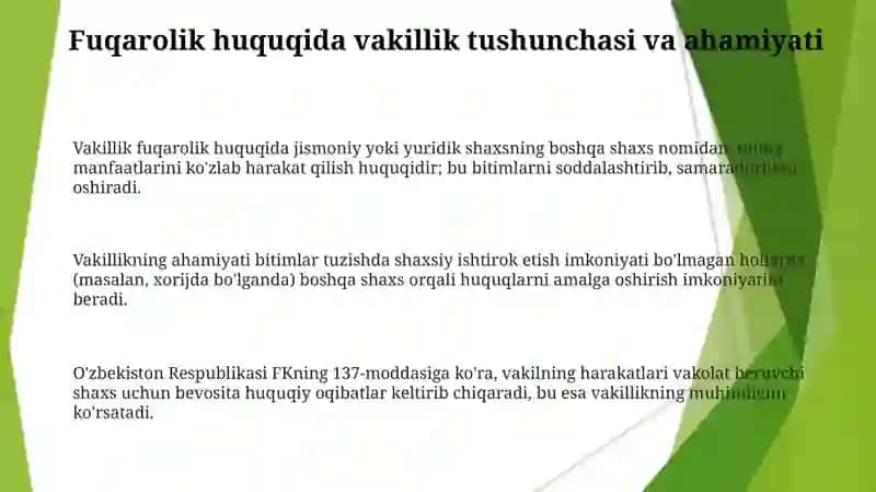 Fuqarolik huquqi va vakillik 3