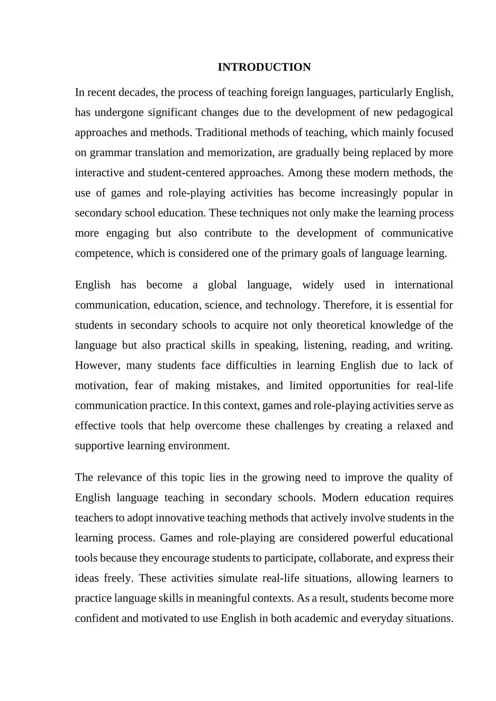 The role of games and role-playing in teaching English in secondary schools 3
