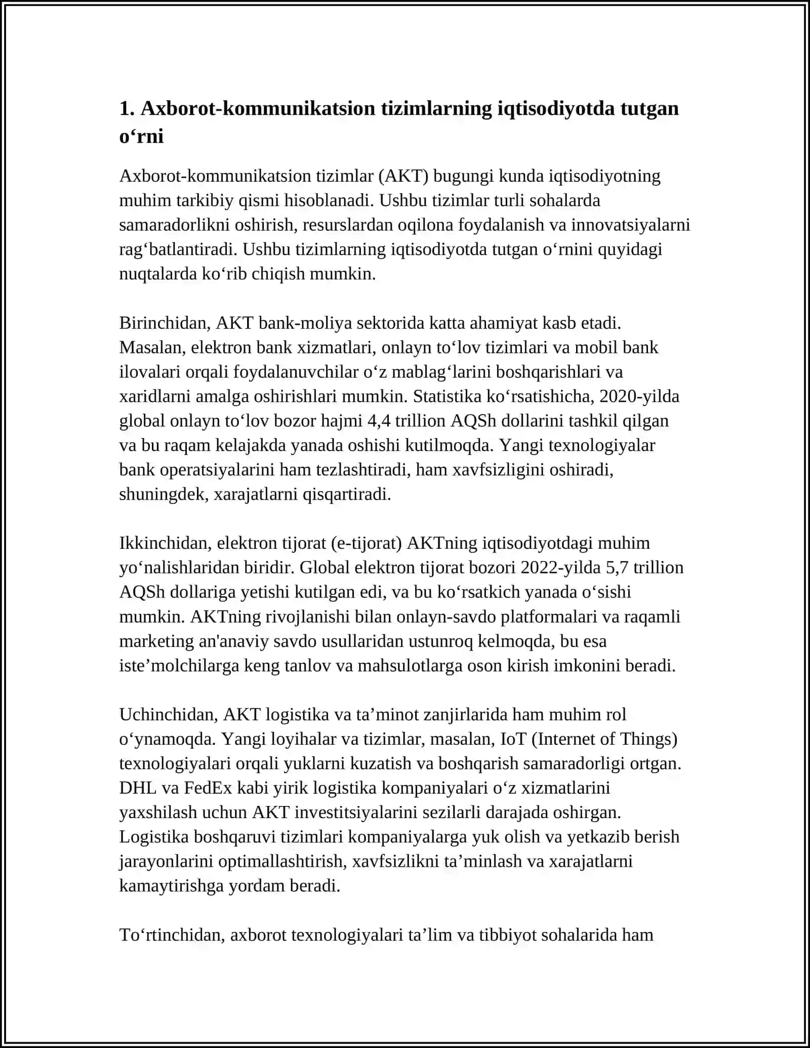 Iqtisodiyotda Axborot-Kommunikatsion Tizimlar Fanining Ahamiyati va Vazifalari 3