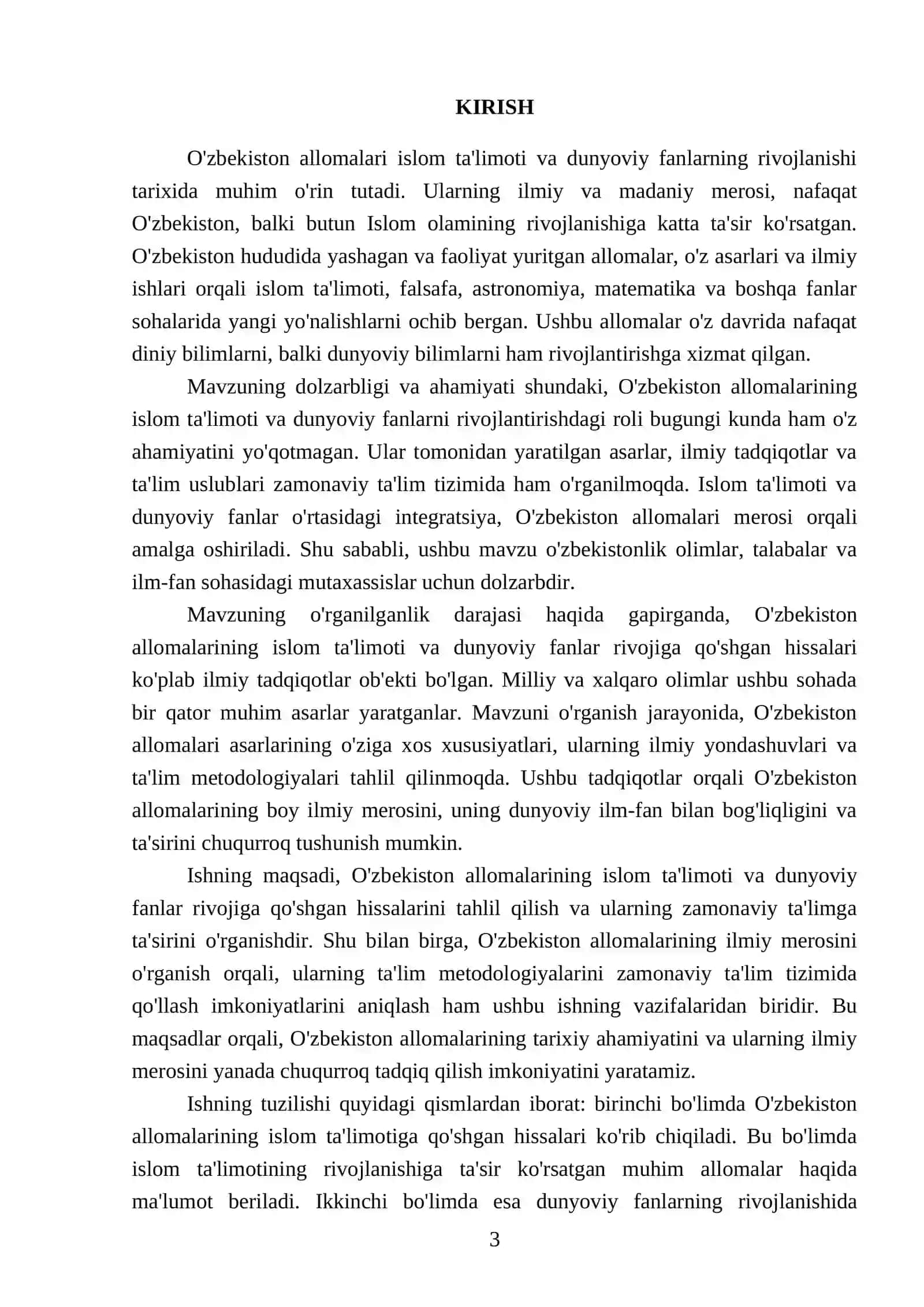 O'zbekiston allomalarining islom ta'limoti va dunyoviy fanlarni rivojlantirishdagi tarixiy xizmatlari 3