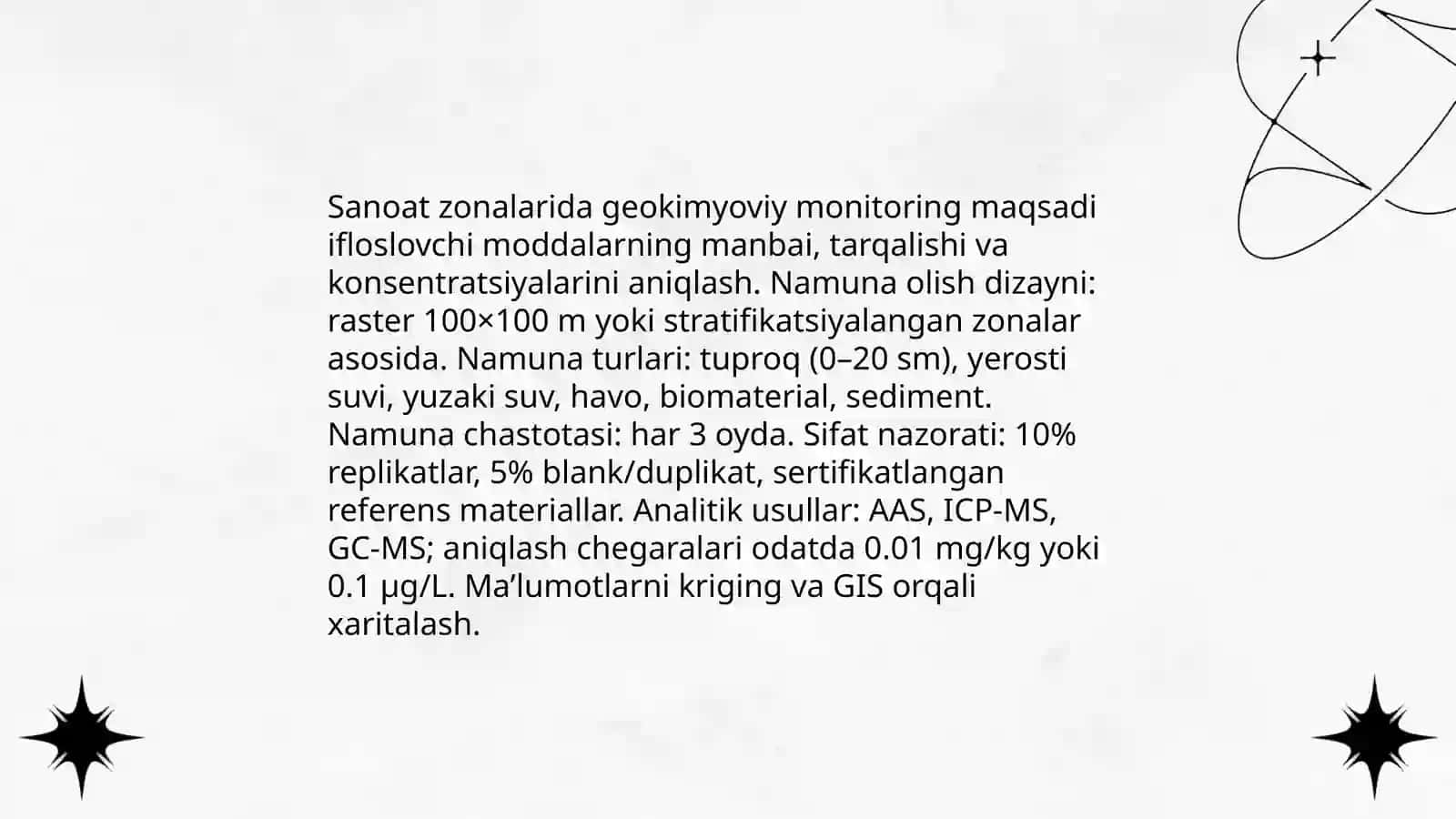Sanoat zonalarining ekologik geokimyoviy analiz metodlari va metadologiyasi 3