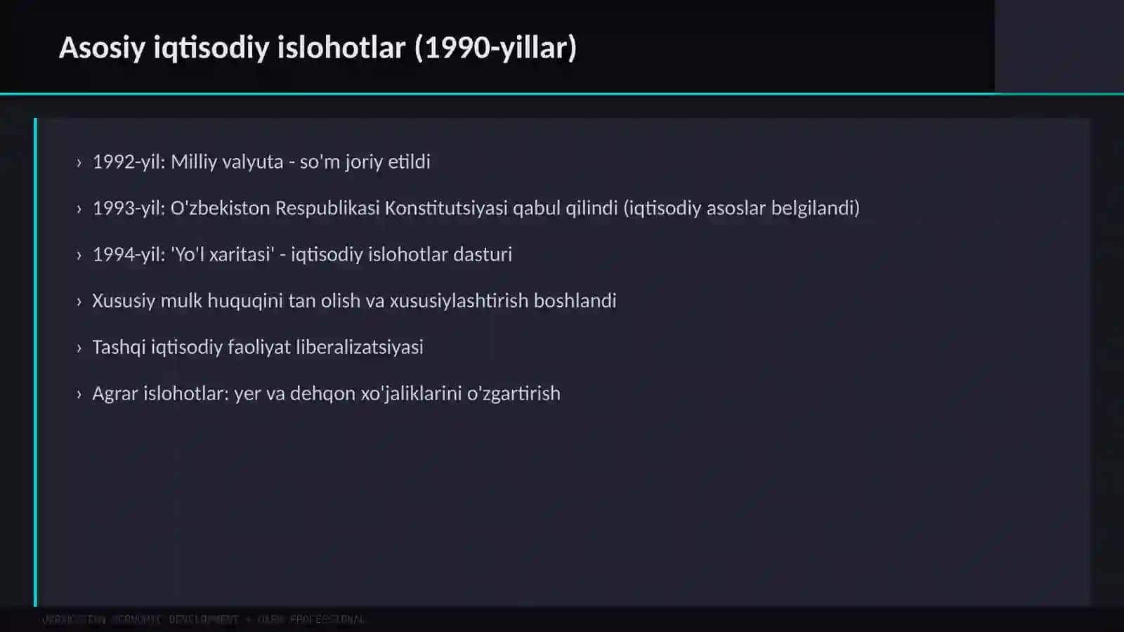 O'ZBEKISTONDA IQTISODIY ISLOHOTLARVA IQTISODIY RIVOJLANISH 3