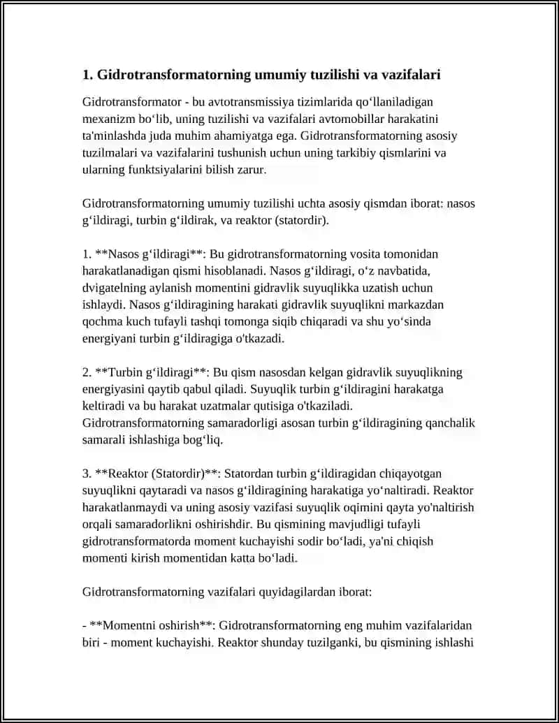 GIDROTRANSFORMATORNING TUZILISHI, ISHLASHI 3