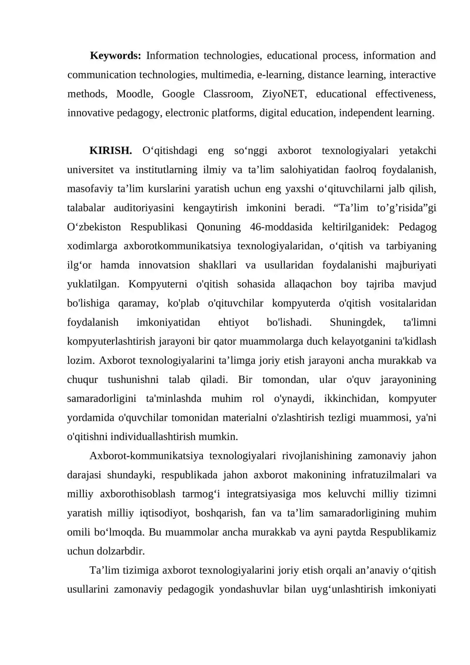 "Ta`lim jarayonida axborot texnologiyalaridan foydalanishning afzalliklari" maqola 3
