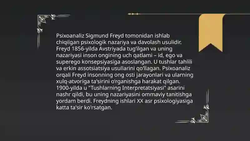 Psixoanaliz va Sigmund Freyd 3
