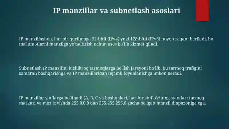 IP manzillash tizimi va subnetlash prinsplari 3
