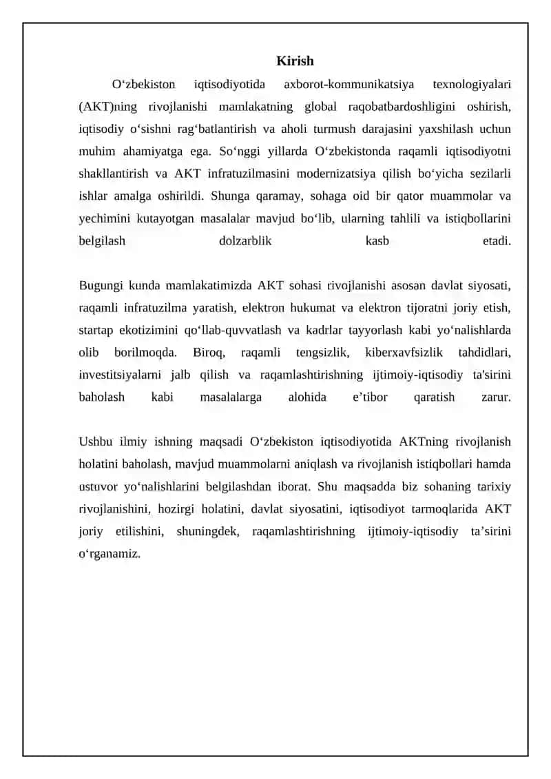 O‘zbekiston iqtisodiyotida axborot kommunikatsiya texnologiyalarining hozirgi holati 3