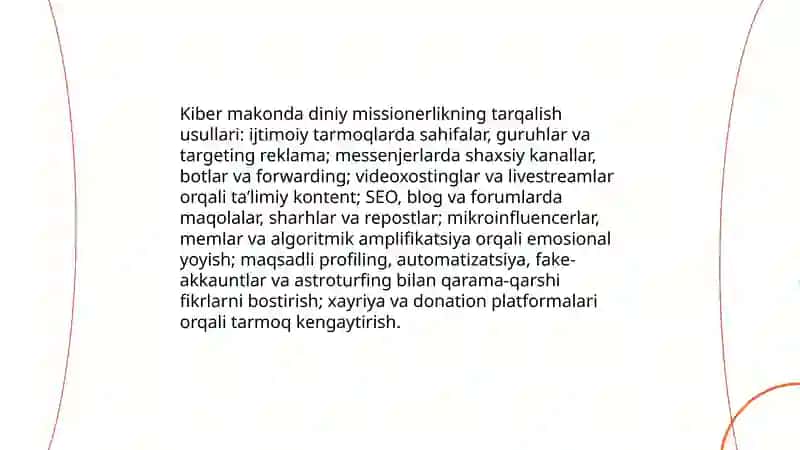 Kiber makonda din.misionorlik va pirozeletizimning ijtimoiy-siyosiy xavfi 3